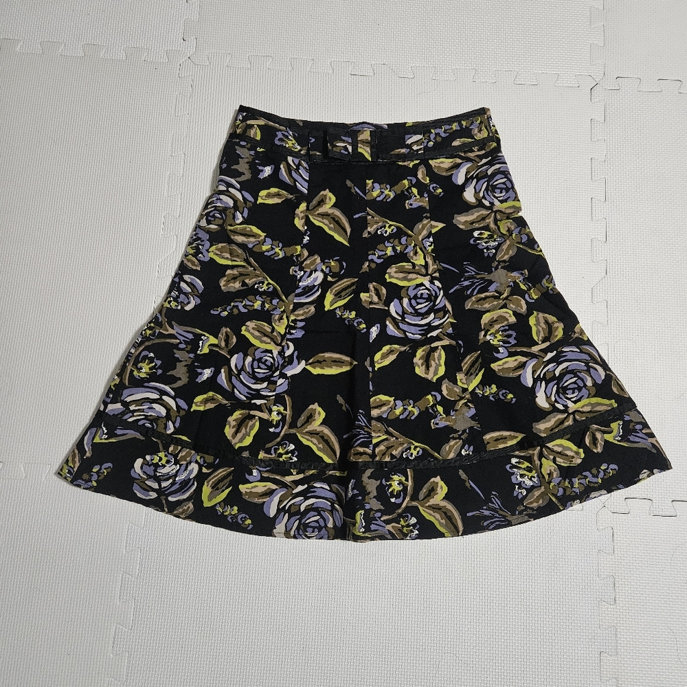 RW&CO. Black Floral A-Line Skirt